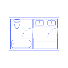 Layouts Bathrooms Primary Split 2 Wall Facing Ink Drawing Svg Vector, Free Vectors File